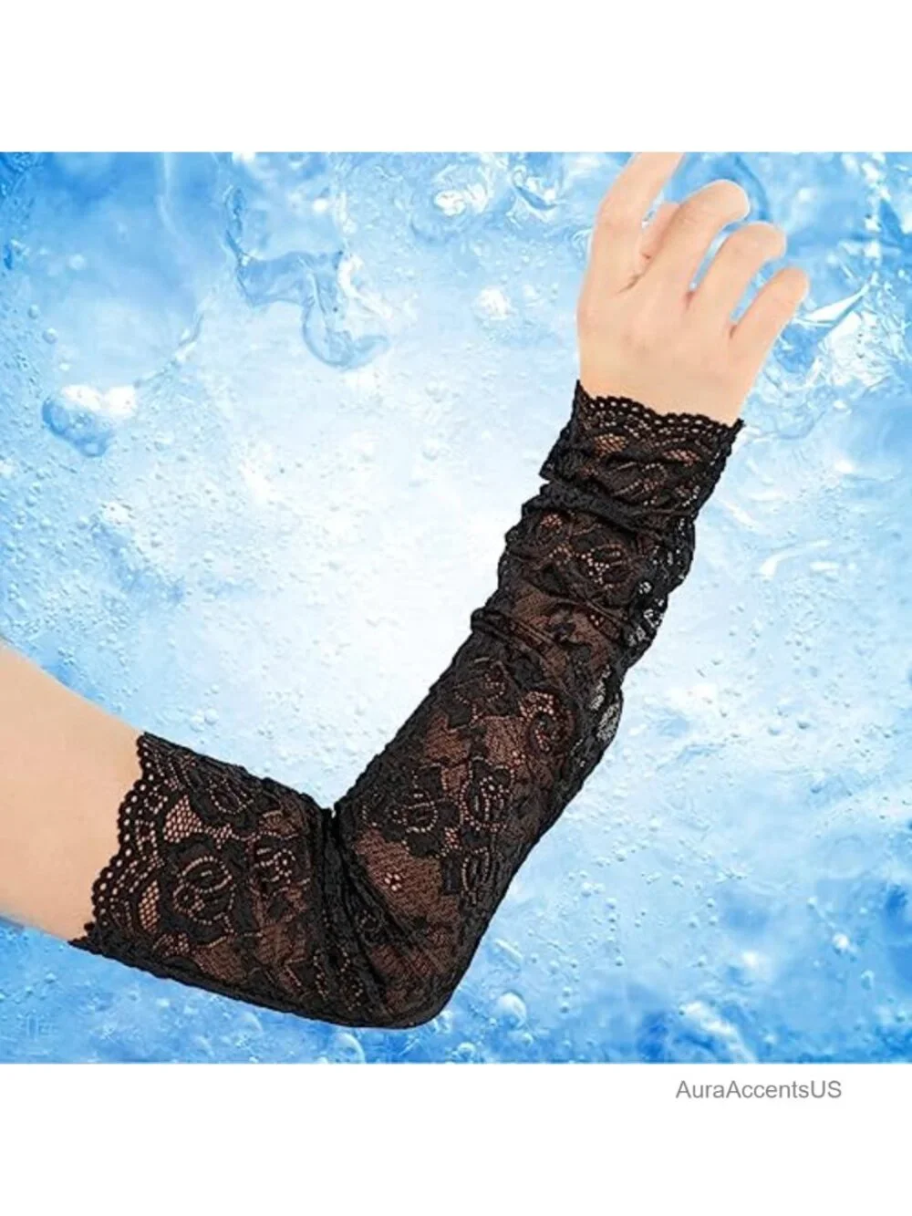 Floral Lace Fingerless Gloves Elbow Length Arm Sleeves Tea Party